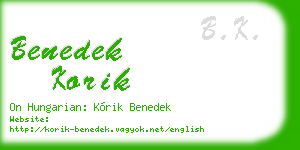 benedek korik business card
